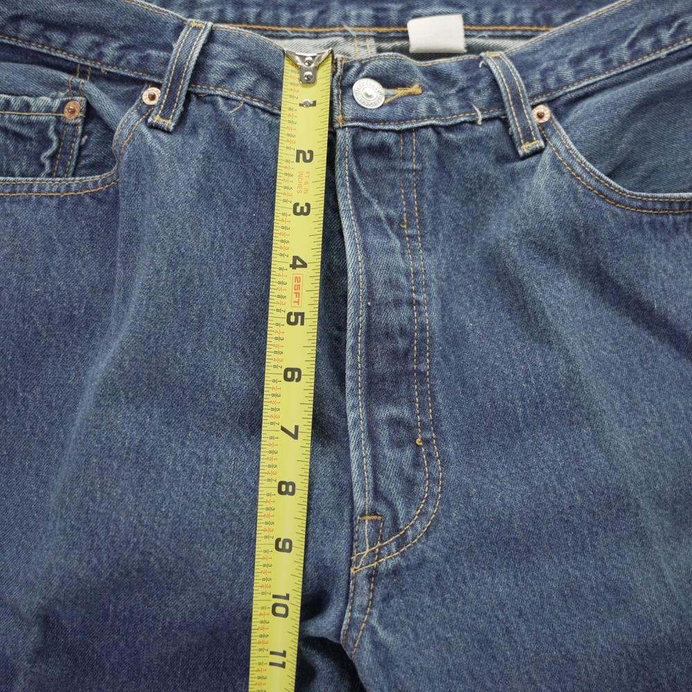 Levis 501 Vintage Mens Blue Denim Straight Leg Button Fly Jeans 38x32 2004 - Picture 5 of 13